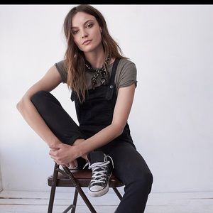 Free People Washed Denim Overalls